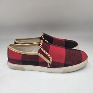 Jack Rogers Brynne Flannel Tartan Plaid Sneakers Holiday Red Black Gold Check 8M